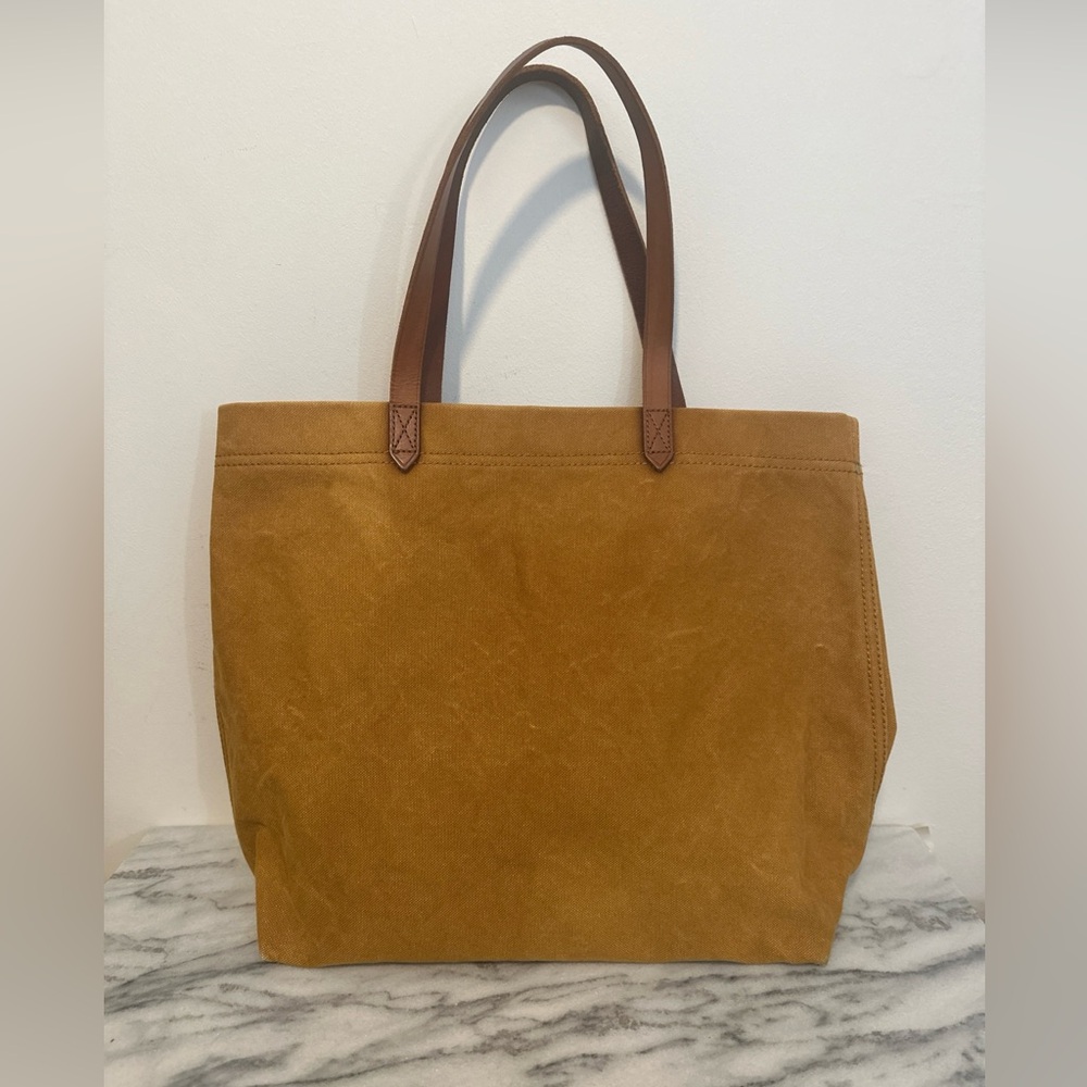 Madewell Tan Canvas Tote leather handles